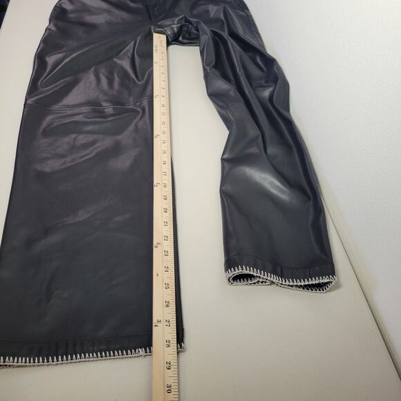 Zara Women's Medium Black Top-Stitched Faux Leather Pants Wide‎ Leg - Picture 10 of 10